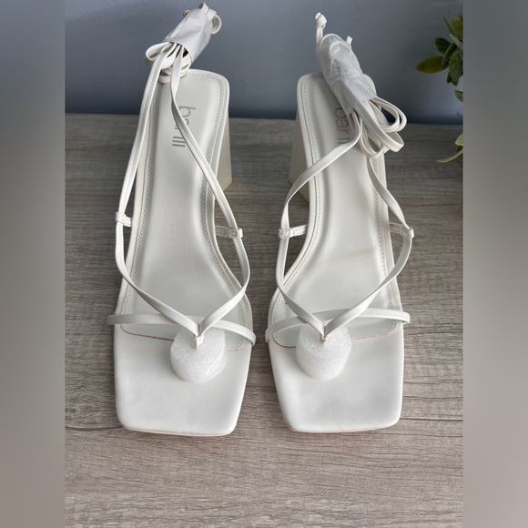 Bar III Women's Pink Alana Tie-up Geo-heel Sandals - Picture 4 of 9